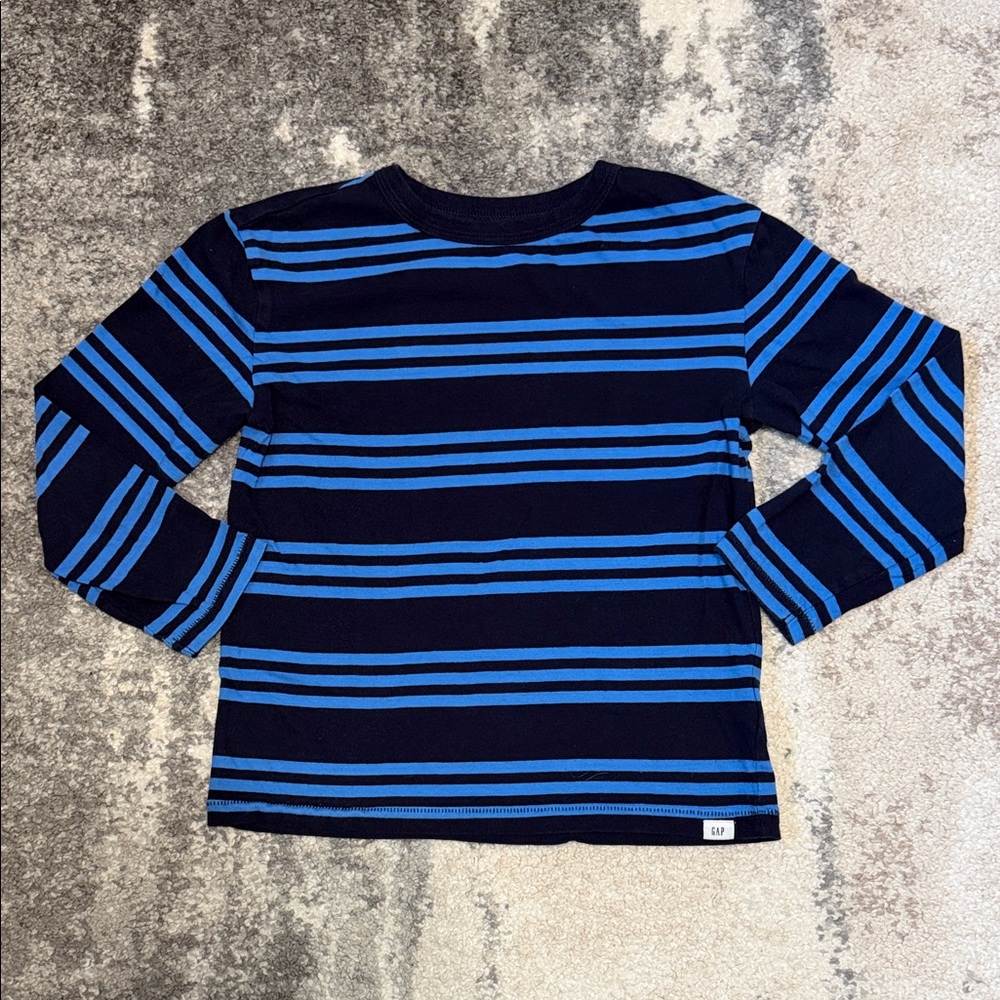 GAP Navy & Bright Blue Long Sleeve Striped Tee